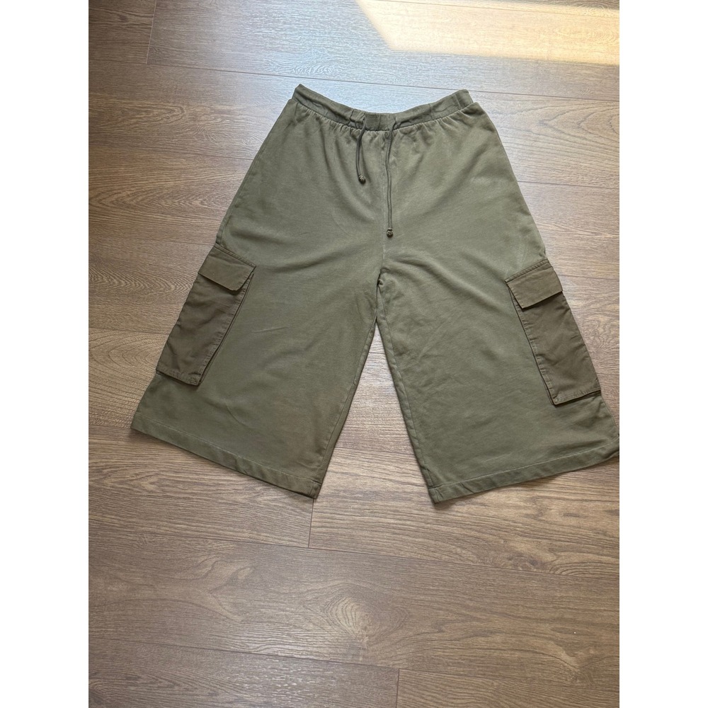Zara Trafaluc Olive Green Cotton Wide Leg Cargo Jorts/Shorts Mens Small